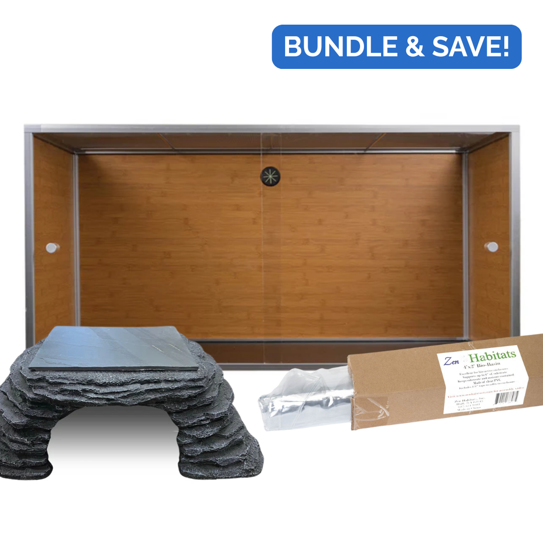 Naturalistic/Bio-Active Bundle: 4'x2'x2' Reptile Enclosure + Bio-Basin + Zen Cave