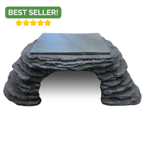 Zen Cave with 9″x7″ Slate Stone – Ultimate Basking and Hiding Spot for Reptiles