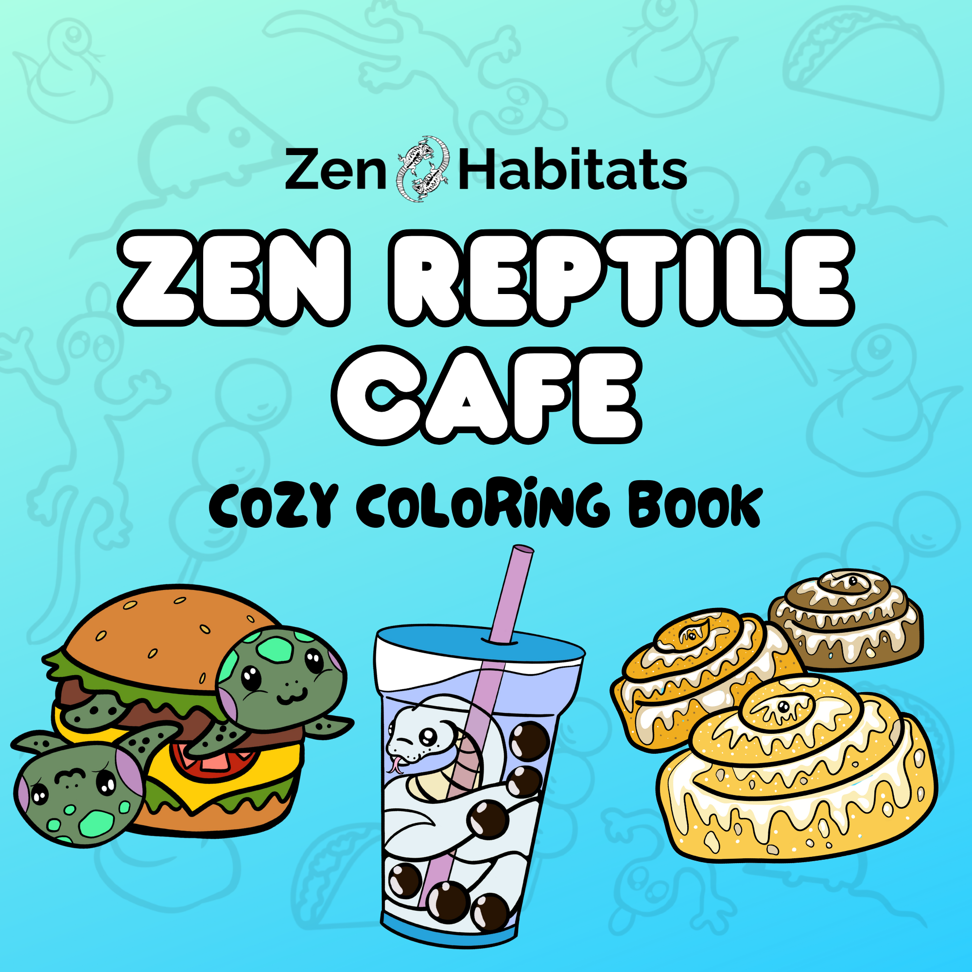 Zen Reptile Cafe Cozy Coloring Book